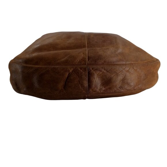 Frye Jacqui Brown Leather Hobo Bag Purse Shoulder Boho Distressed Silver Western - Picture 6 of 10